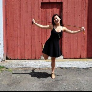 Simple black spaghetti strap dress